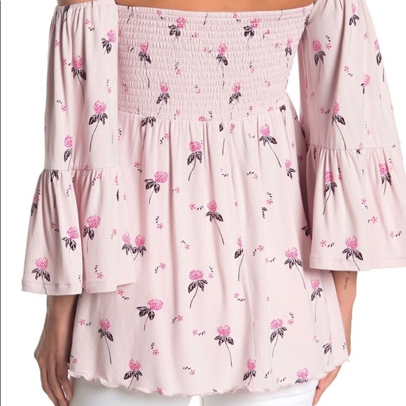 FREE PEOPLE Top Lana Boho Cloud Berry Pink Lavender Gathered Top - Picture 4 of 8